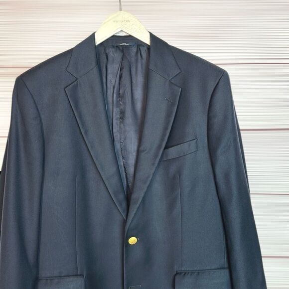 Brooks Brothers 346 Two-Buttons Wool Blazer Navy Blue with Gold Buttons 43L Vtg - Picture 4 of 16